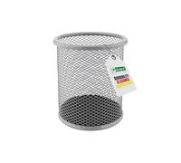 LEVIATAN Metal Pen Holder Round Wire Metal Mesh Multifunctional Cup for Ballpoint Pen Diameter 91 mm Ash Grey