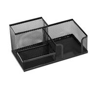 Leviatan Organizador de Escritorio | Portalápices Organizador de Mesa de Metal | Bandeja de Oficina con Soporte de Malla | 205 x 103 x 98 mm | Negro