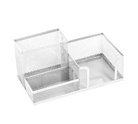 Leviatan Desk Organiser, Office Tray with Pen Holder and Memo Holder, Metal Mesh 205 x 103 x 98 mm Pearl Colours