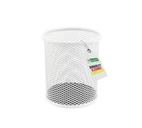 LEVIATAN Portalápices de Malla Metálica Redondo - Portalápices de Escritorio, Estable - Organizador de Oficina Color Perla, Diámetro de 91 mm