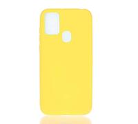 LeviDo Funda Compatible para Samsung Galaxy A21s Silicona TPU Gel Case Ultrafina Carcasa Goma Bumper Antigolpes Resistente Kawaii Color Caramelo One Piece Cover, Amarillo