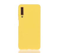 LeviDo Funda Compatible para Samsung Galaxy A7 2018 Silicona TPU Gel Case Ultrafina Carcasa Goma Bumper Antigolpes Resistente Kawaii Color Caramelo One Piece Cover, Amarillo