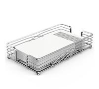 LEVIMETREE Servilletero para toallas de invitados, elegante almacenamiento desechable y de toallas de papel para baños, bandeja decorativa plateada, soporte para toallas de papel para baño