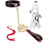 LEVIOC’S Elegante y lujoso, con una cadena de oro y un collar rojo con una corbata roja, M, Bronce