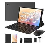 LEVIRTU Android 14 Tablet 10,3 Pulgadas, Octa-Core 2.0 GHz, 2K FHD, 2.4G+5G WiFi, 36GB RAM+256GB ROM (2TB TF), 8000mAh,13MP+8MP, GPS, Bluetooth 5.0, Face ID, Tablet con Teclado, Ratón(Negro)