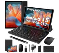 LEVIRTU Android 15 Tablet 10.4 Pulgadas, Octa-Core, 36GB RAM+256GB ROM (2TB TF), 2.0GHz/5G WiFi, 2000x1200 FHD, 8+13MP/8000mAh/GPS,Tablet con Teclado (Negro)