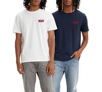 Levi's 2-Pack Crewneck Graphic Tee, Camiseta, Hombre, Chesthit White/Dress Blues, M