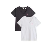 Levi's 2-pack V-neck Tee Camiseta, Caviar / White, S Mujer