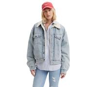 Chaqueta de los 90 con forro tipo sherpa Trucker Mujer Talla S. Color Azul
