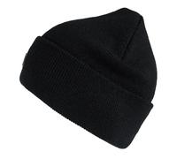 Levi's All Season Comfy Leather Logo Patch Cuffed Hero Beanie Hat Boina, Negro/Bronceado, Talla única Unisex Adulto