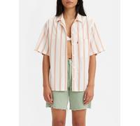 Levi's Camisa de mujer de manga corta con estampado de rayas. Naranja 38 (S)
