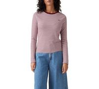 Levi's Camiseta de Manga Larga para Mujer Essential Housemark, Anita Stripe Zinfand, XS