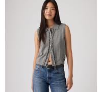 LEVI'S Cardigan sin mangas con cuello de polo. Color gris