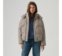 LEVI'S Chaqueta acolchada corta con capucha. Color vichy negro blanco