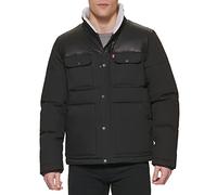 Levi's Chaqueta acolchada de media mixta para hombre, Black/Faux Leather, XX-Large