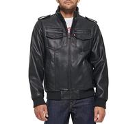 Levi's Chaqueta bomber aviador de piel sintética para hombre (talla regular y grande y alto), negro oscuro, XL, Negro oscuro., XL