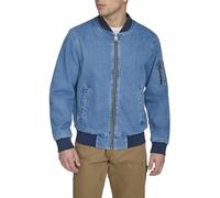 Levi's Chaqueta bomber Ma-1 Flight ligera con cremallera para hombre, mezclilla lavado medio, talla S, Mezclilla de lavado medio, S