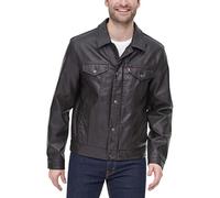 Levi's Chaqueta clásica para camionero de piel sintética para hombre, marrón oscuro, M