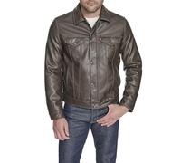 Levi's Chaqueta de camionero clásica de piel sintética para hombre, Marrón vaca granulada, Large