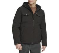 Levi's Chaqueta de Camionero con Capucha y Dos Bolsillos con Forro de Sherpa Aislante, Black Tech, L para Hombre