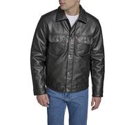 Levi's Chaqueta de camionero de piel sintética para hombre con forro acolchado, Negro, L