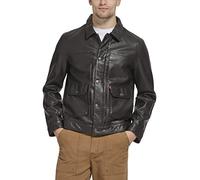 Levi's Chaqueta ligera estilo camionero para hombre, Marrón Oscuro Cuero (Dark Brown Faux Leather), Medium