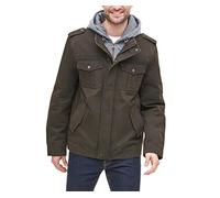 Levi's Chaqueta militar con capucha de algodón lavado para hombre, Marrón Oscuro/Forro de Polisarga, X-Large