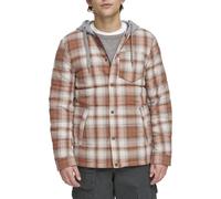 Levi's Chaqueta tipo camisa con capucha y forro de sherpa a cuadros para hombre (tallas regulares, grandes y altas), color naranja ombre mediano