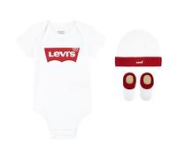 Levi's Classic batwing infant hat bodysuit bootie set 3pc Unisex bebé Blanco 0-6 meses