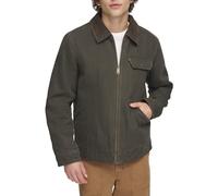 Levi's Depot Chaqueta de lona de algodón con cuello de pana para hombre, estilo ropa de trabajo, Verde -Oliva, Large