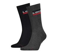 Levi's Hombre Levis 144ndl Regular Cut Sprtwr Logo 2p Calcetines Not Applicable, Multicolor (Mid Grey/Black 208), 39/42 (Talla del fabricante: 039)