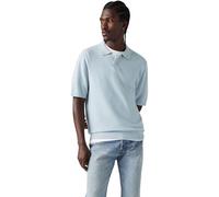 Levi's Polo Sweater Knit con toque de lino, manga corta y tapeta de botones, L Azul