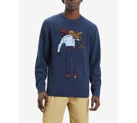 Levi's Jersey de hombre de manga larga con cuello redondo y dibujo frontal. Azul marino XL