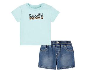 Levi's Kids Lvb mascot batwing short set Bebé-Niños, True Navy, 3 meses