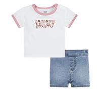 Levi's Kids Lvg checkerboard iconic short Bebé-Niñas, Bright White, 6 meses