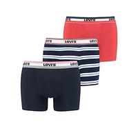 Levi's Logotipo para Hombre Boxer Briefs Giftbox Shorts, Azul Marino/Rojo, L (Pack de 3)