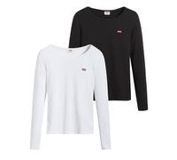 Levi's Long-Sleeve 2-Pack Tee Camiseta Mujer, Tea Caviar / White +, XL