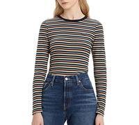 Levi's Long-sleeve Baby Tee, Camiseta Mujer, Reanna Stripe Caviar, XXS