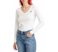 Levi's Long-Sleeve V-Neck Baby Tee Camiseta Mujer, White +, XL