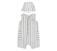 Levi's Lvb Stripe Romper & Bucket Hat 6ek230 Trajes coordinados, Blanco Brillante, 12 Meses para Bebés