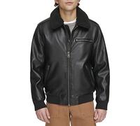 Levi's Men's Faux Leather Aviator Bomber Jacket with Sherpa Collar Chaqueta, Negro, M para Hombre