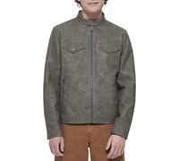Levi's Men's Faux Leather Trucker Racer Jacket Chaqueta, Nubuck Gris Claro, L para Hombre