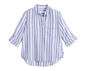 Levi's Mujer Blusa Elaine Utility con Tapeta de Botones, Relaxed Fit, Azul (Bold Stripe Blue), L