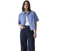 Levi's Mujer Camisa de Manga Corta Harlie Cropped con Cuello francés, Relaxed Fit, Azul (Double Dutch Stripe), XXL