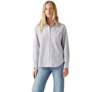 Levi's Mujer Camisa Vaquera Harlie de algodón con Cuello francés, Azul (Marinas Stripe Navy), L