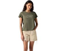 Levi's Mujer Camiseta Boxy con Logotipo, Cuello Redondo, Verde (Satin Script Deep De), S