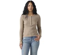 Levi's Mujer Camiseta de Manga Larga 7Dry Goods Henley Waffle elástica, Slim Fit, Marrón (Taupe Gray Heather B), XS