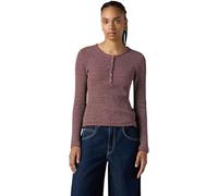 Levi's Mujer Camiseta de Manga Larga 7Dry Goods Henley Waffle elástica, Slim Fit, Rojo (Annalise Stripe Choc), XS