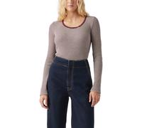 Levi's Mujer Camiseta de Manga Larga Dry Goods Punto Waffle End On End Stripe Burgundy Red XS