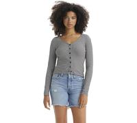 Levi's Mujer Camiseta de Manga Larga Muse Vanilla Stripe Caviar Cotton Black M